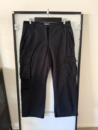 H&M Cargo Hose Schwarz Wide Leg Utility Chic Gr.44