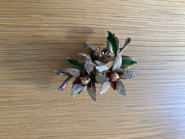Broche vintage fleurie dorée & perle - Printemps Chic