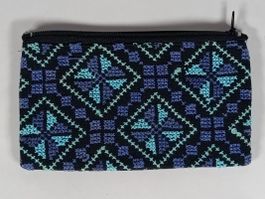 Pochette bleue avec fermeture éclair 9 x 15.5 cm