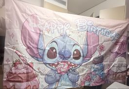 Stitch "Happy Birthday" Backdrop, Kindergeburtstag Deko!