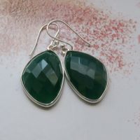 Ohrringe Green ONYX 925 Silber facetiert