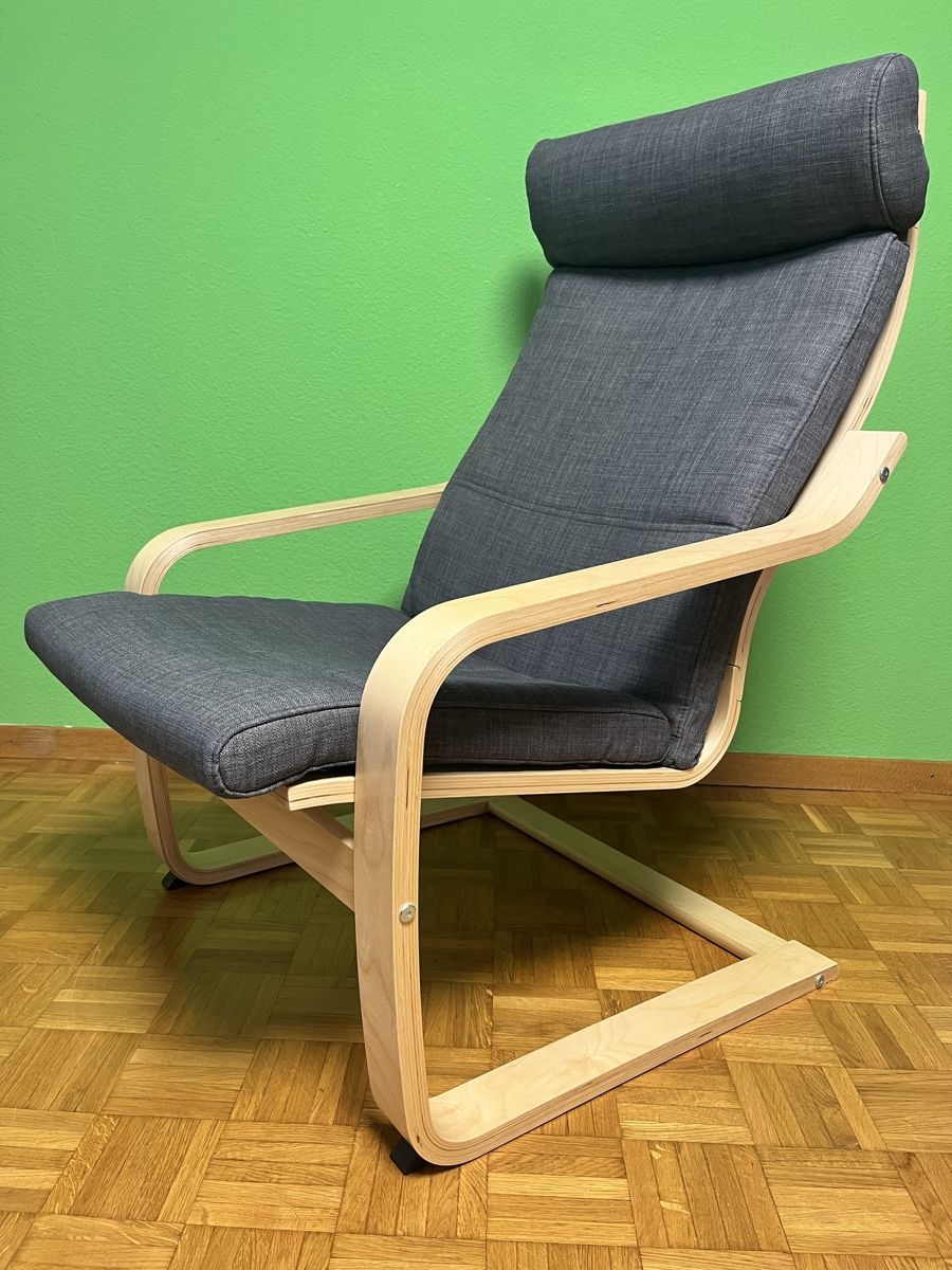 Ikea Poltrone: POÄNG Sessel und Hocker, Birkenfurnier/Hillared anthrazit – Nuovo (secondo la descrizione) da Subingen venduto da Jordano01 2