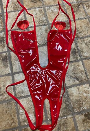 Chic body Vinile-aperto tra le gambe-1 size-unisex- nuovo