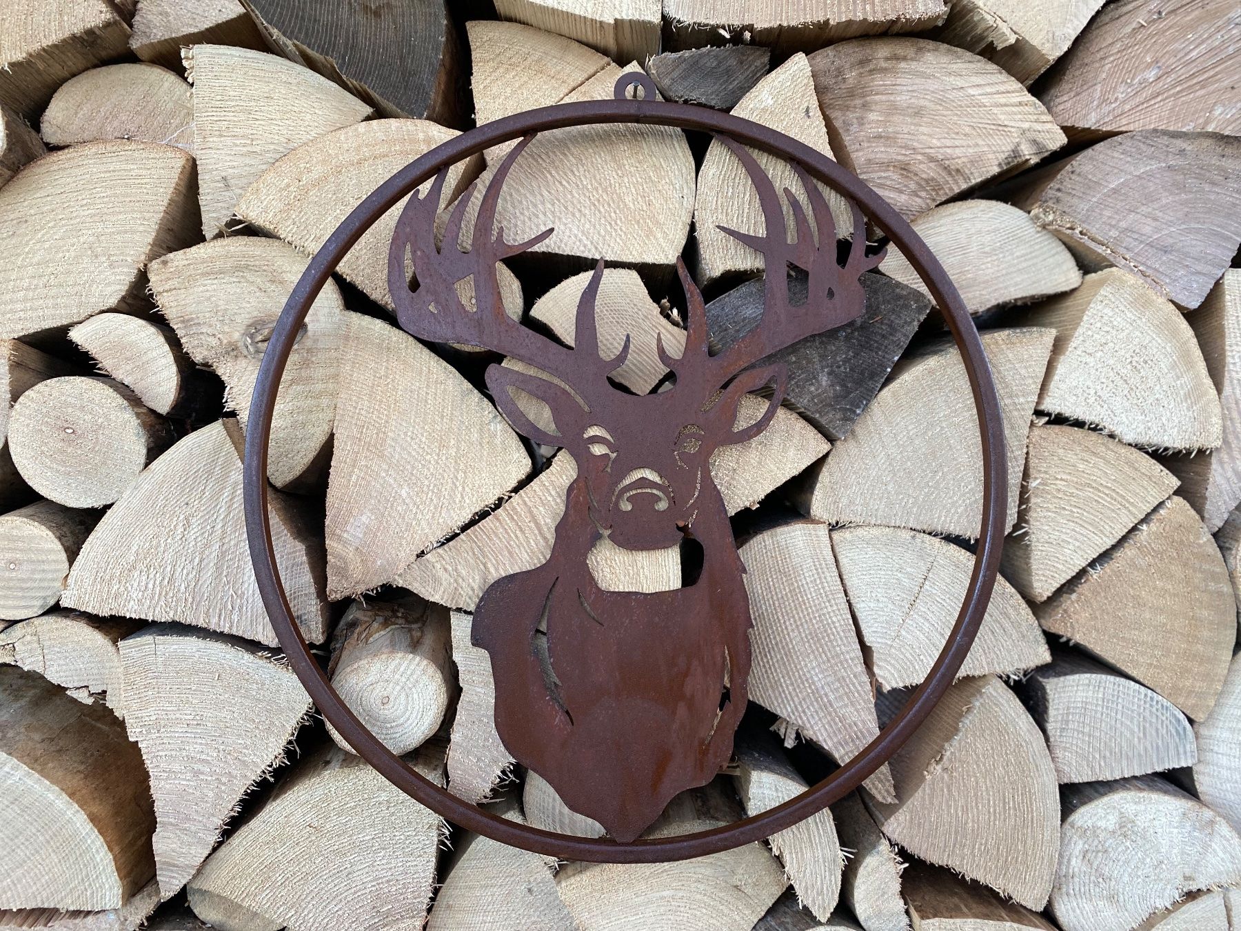 Statuette: Hirsch aus Edelrost – Nuovo e nell'imballaggio originale da Obergerlafingen venduto da Schilu-2017