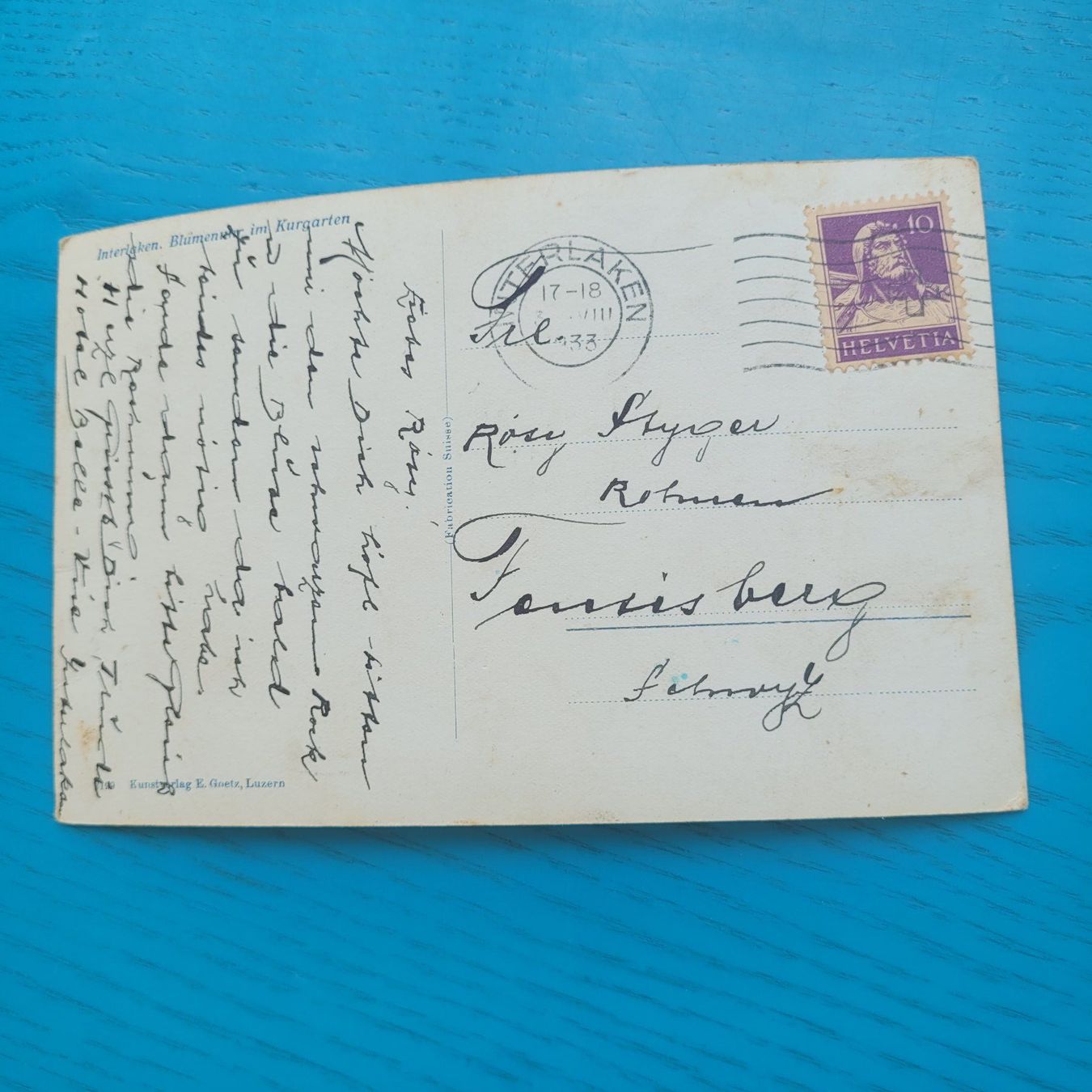 Cartoline postali: Interlaken - Blumenuhr im Kurgarten – Usato da SCHÜBELBACH venduto da CoKaHa 1