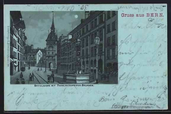 Cartes postales: Mondschein-Lithographie Bern, Strasse Sp – D'occasion à Berlin par bartko-reher