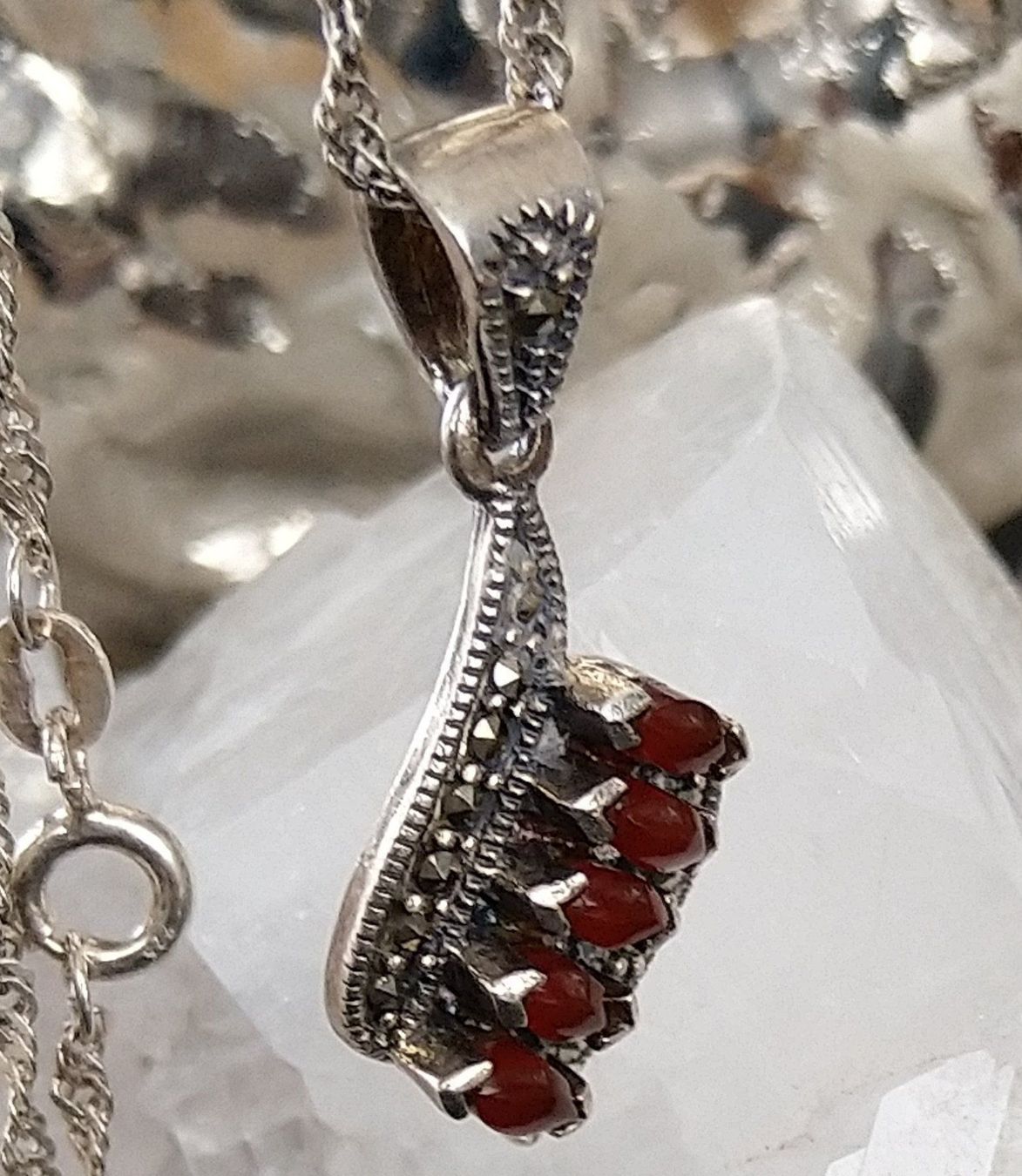 Ciondoli: GRANAT MARKASITEN  ANHÄNGER 925 SILBER MIT KETTE – Usato da Romanshorn venduto da Glitzer-Paradies 4