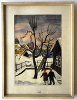 Peter Ernst Ludwig – Winterdorf, Aquarell, signiert