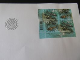 4er Block 2024 Unterwasser Fauna Flora   Vollstempel mit Tab