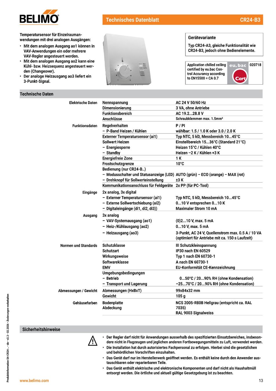 Interruttori: Einzelraumregler Belimo, CR24-B3 – Nuovo e nell'imballaggio originale da Herisau venduto da Clarkkent 5