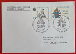 VATIKAN FLUGPOST FLUG PAPST ROM ISTANBUL TÜRKEI ZÜRICH 1979