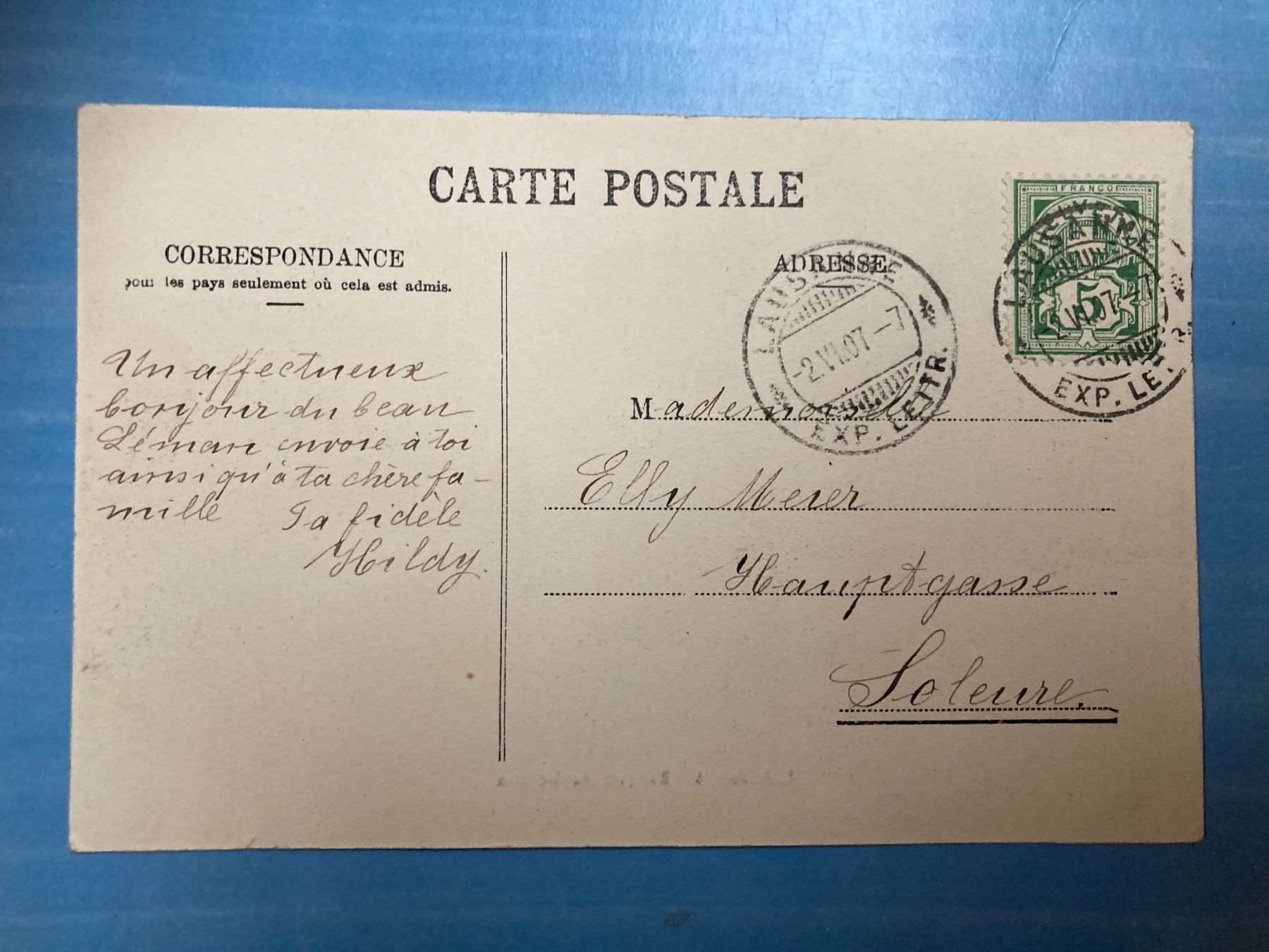 Ansichtskarten: antike Postkarte 1907 - Segelschiff – Gebraucht aus zürich von papalapa 1