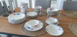 🐸 ROMANTISCHES 38-tlg BLUMEN SERVICE "FLEUR" / GESCHIRR SET