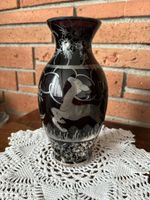 Antike Vase Glas mit echt Silber Auflage 20cm