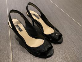 Sandalette High Heel in Lackoptik schwarz Gr. 37 von Zara