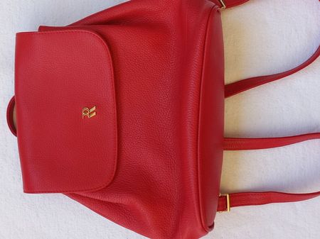 Damen-Rucksack Rossi mit Magnetverschluss rot, Leder