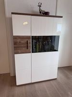 Kommode/Vitrine weiss & Holzoptik mit Glasfach