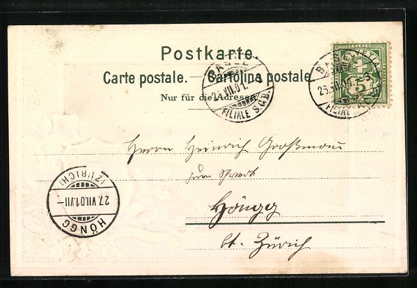 Cartoline postali: Passepartout-Lithographie Basel, Blick a – Usato da Berlin venduto da bartko-reher 1