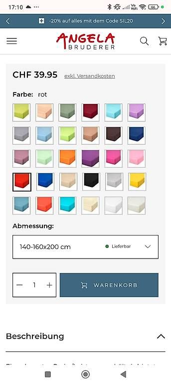 Biancheria da letto: Jersey Fixleintuch rot 140-160x200cm – Usato da Escholzmatt venduto da fab_8fdd 2