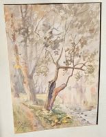 Ellis Zbinden Aquarelle signée et datée 1944 Genève Vintage
