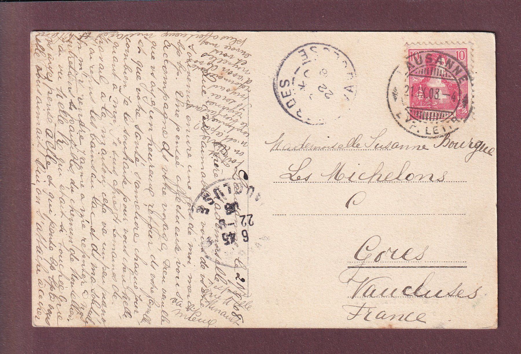 Cartoline postali: CHEXBRES - Pension Dr. Reymond - 1908 // pli d'angle // – Usato da Pully venduto da nicecards 1