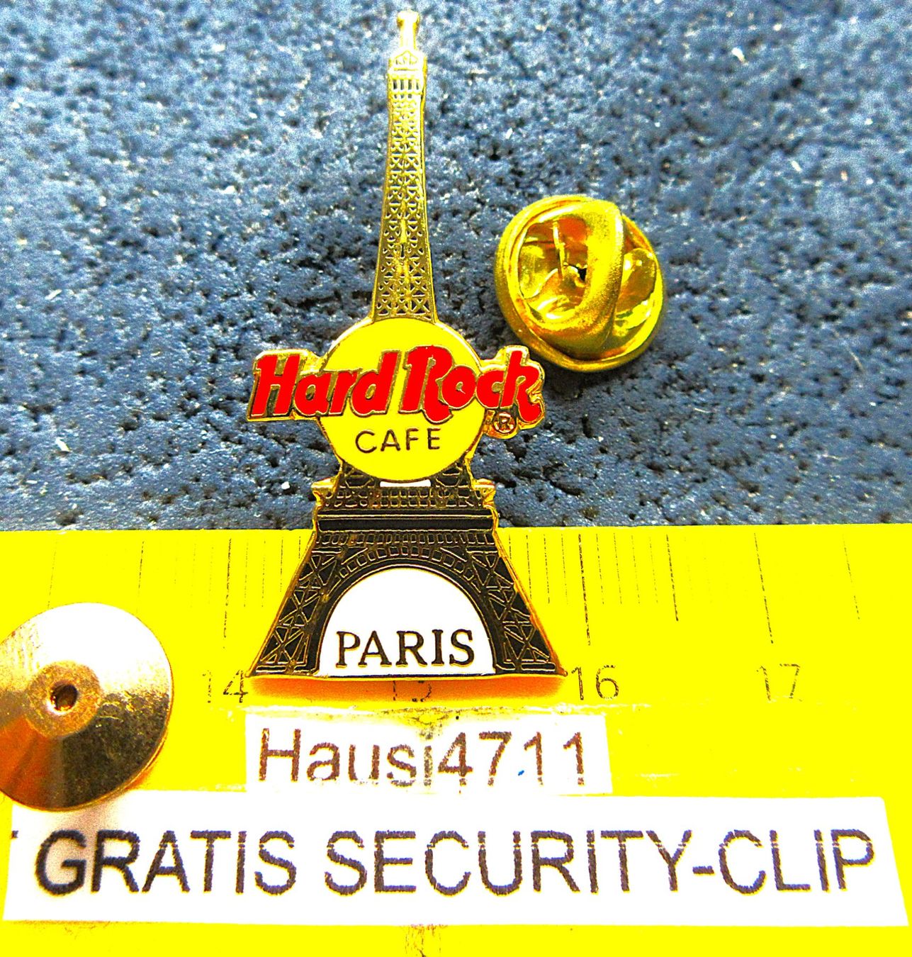 Hard Rock Cafe Placchette & Badge: HR HARD ROCK CAFE PARIS EIFELTURM PIN mit SECURITY-CLIP – Usato da Ettingen venduto da Hausi4711