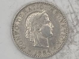 20 rappen 1884 Sehr seltene Erhaltung