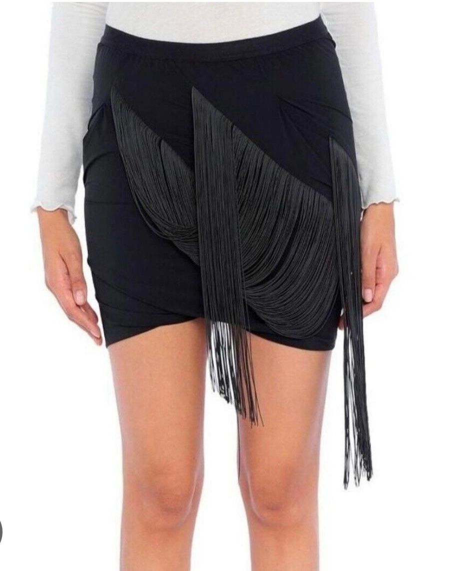 Rick Owens Gonne: Rick Owens, mini short/jupe avec franges – Nuovo (secondo la descrizione) da Genève venduto da dachaw 7