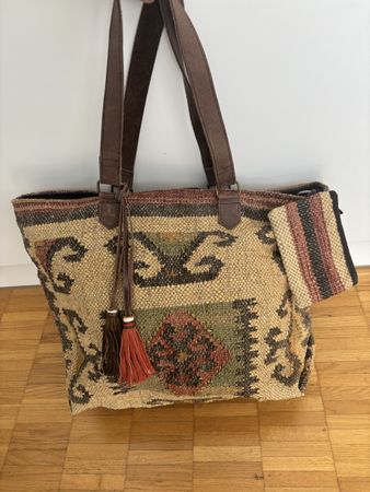 Boho Shopper Tasche – 57x42 cm, Ethno-Style, fast neu