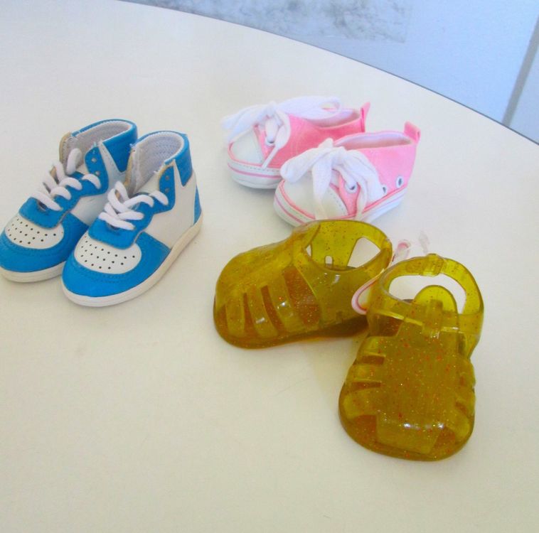 Niedliche Puppenschuhe Für 17cm Puppen - Mini-Sneaker Aus Stoff Mit Schnürung, Weiß 3.5x2cm