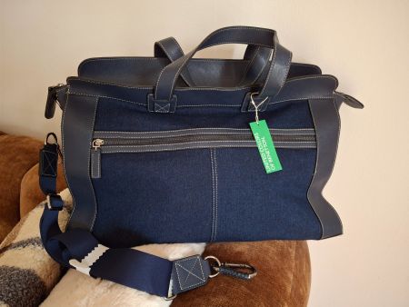 Trendy Weekender, Tote Bag BENETTON Denim  NEU d'blau