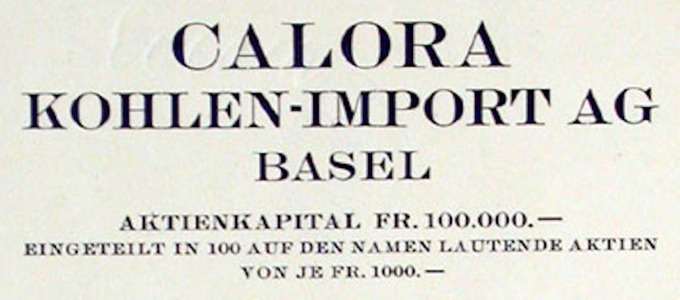 Documenti: Calora Kohlen-Import AG Basel, Basel - 1931 – Usato da Solothurn venduto da Sgasche 1