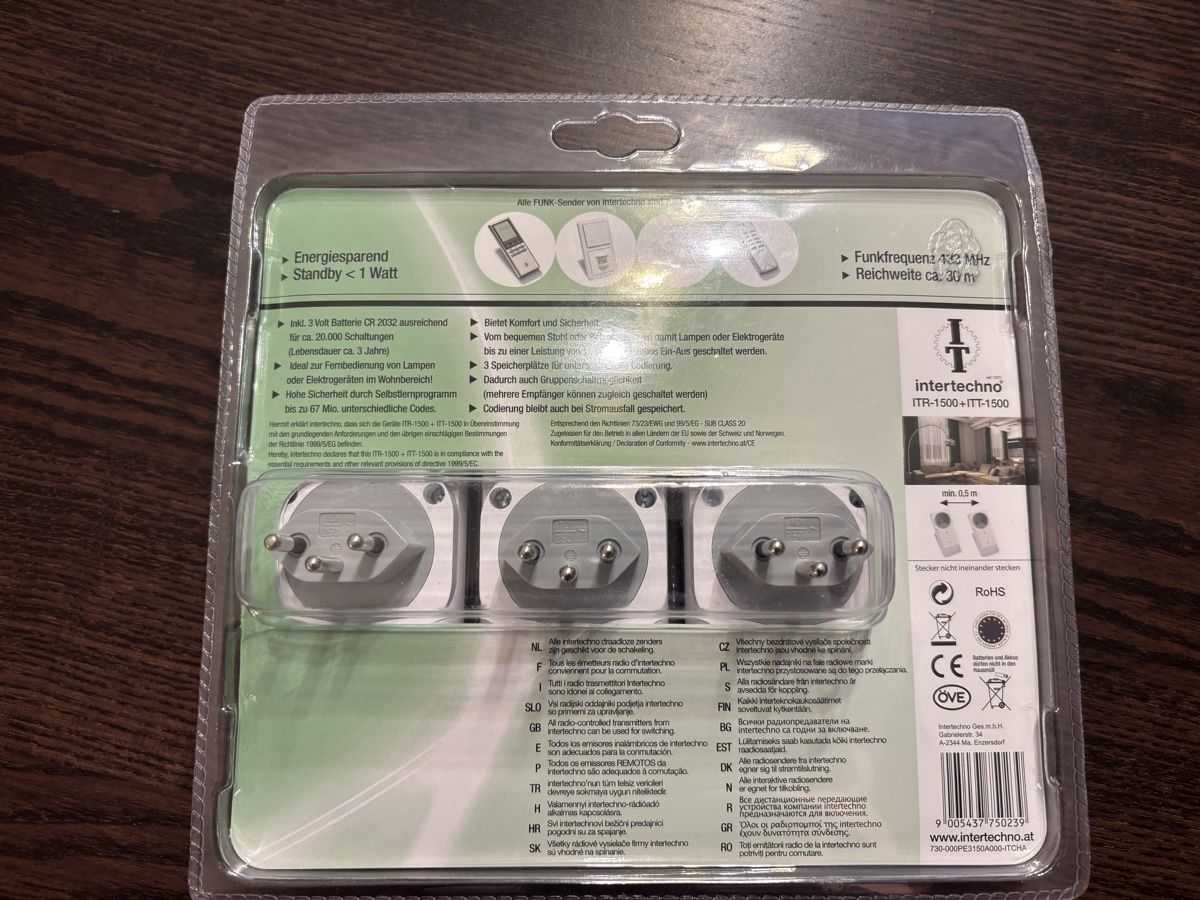 Alimentation électrique: Funk-Zwischenstecker Set Ein/Aus IT-1500 Intertechno neu – Neuf avec emballage d'origine à Unterentfelden par Nadineb23 1
