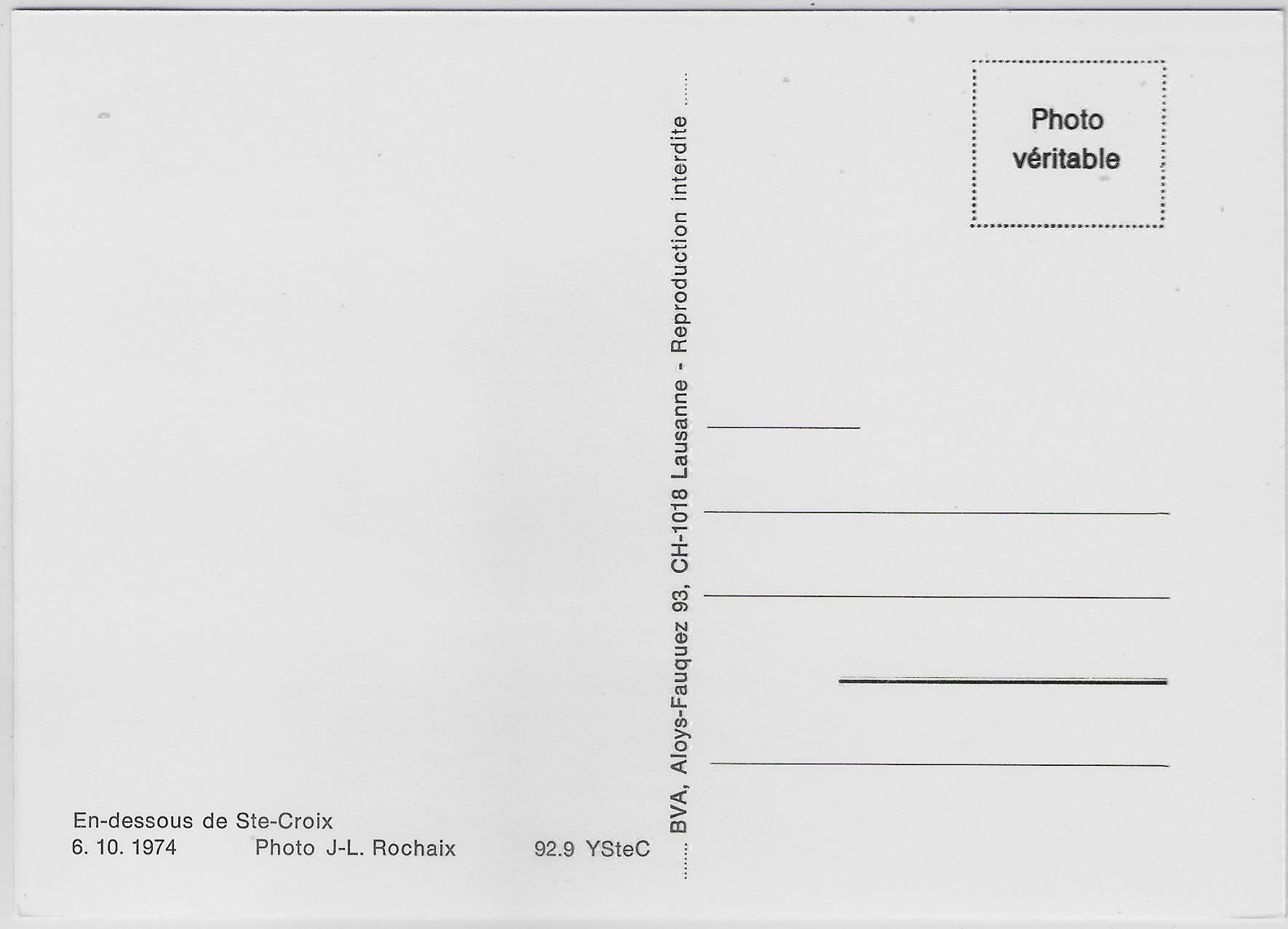 Cartes postales: En-dessous de Ste-Croix 6.10.1974 – Antique à Ettingen par Kartenplanet 1
