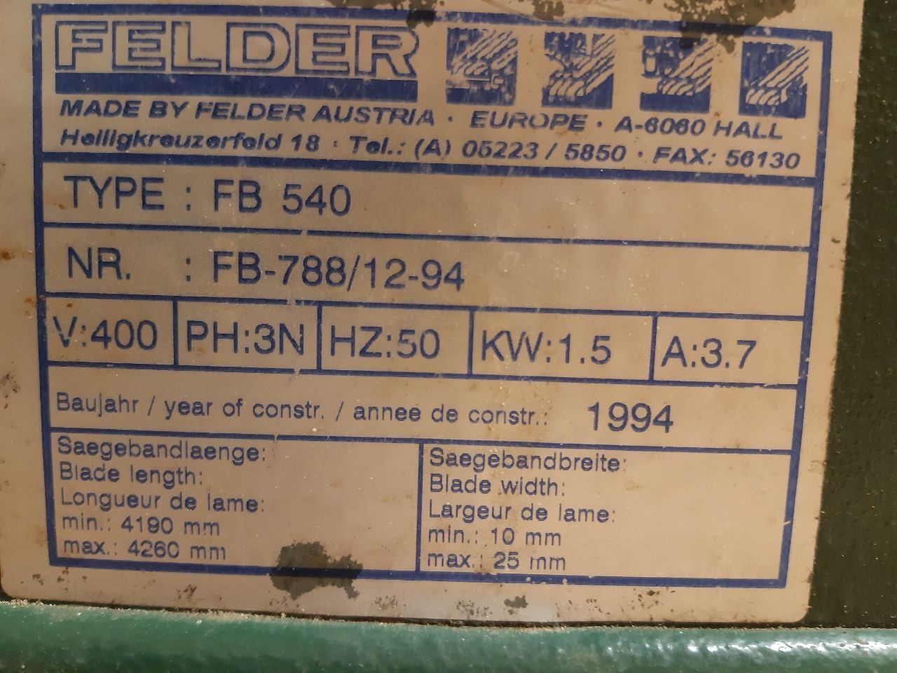 Seghe: Bandsäge Felder FB 540 – Usato da Krattigen venduto da Heutilli 6