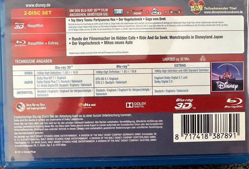 Tous les DVDs: Die Monster AG 3D + Die Monster Uni Blu-ray – D'occasion à Beringen par Mantafisch1 2