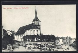 Herisau, Kirche und Marktplatz mit Händ
