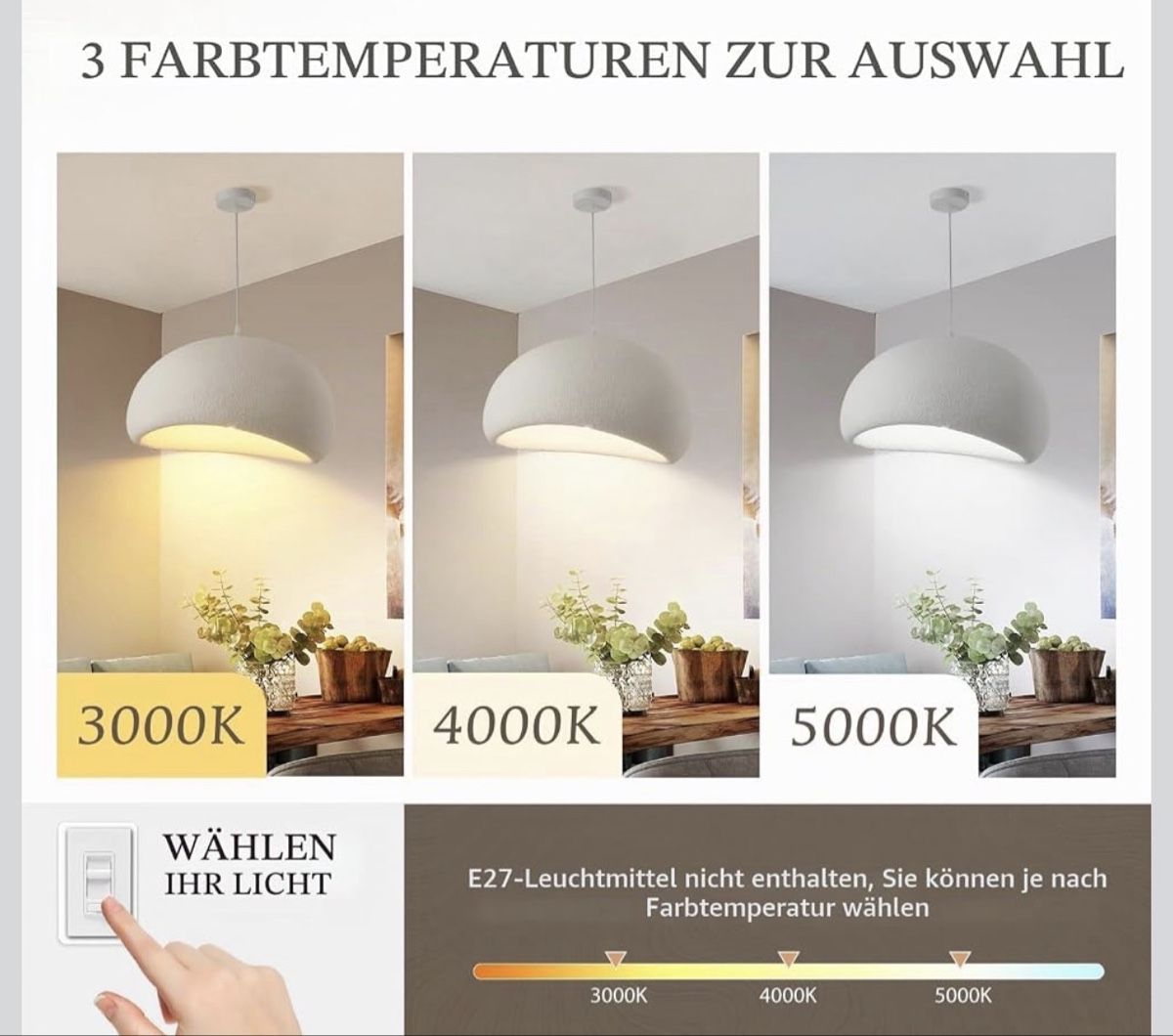 Lampadari & plafoniere: Pendelleuchte Hängeleuchte weiss 3Köpfe rund – Nuovo e nell'imballaggio originale da Strengelbach venduto da retourenjaeger.ch 3