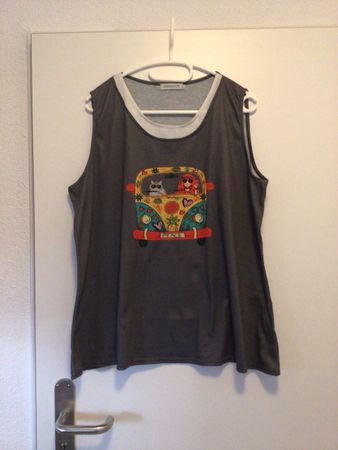 Misslook Tanktop grau mit Peace Bus Print Grösse XL (nr.131)
