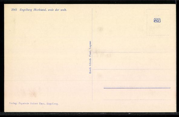 Cartoline postali: AK Engelberg, Horbistal, ende der welt – Usato da Berlin venduto da bartko-reher 1