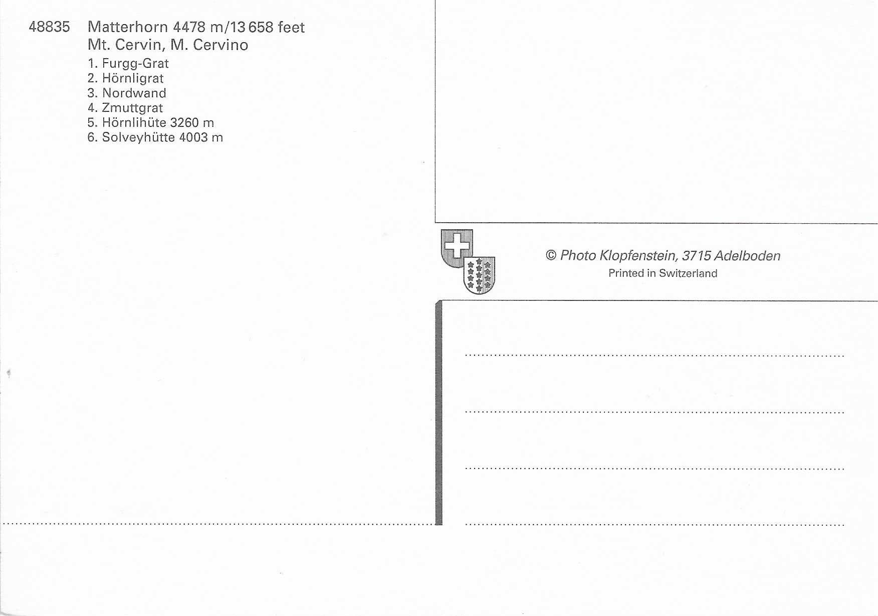 Ansichtskarten: Matterhorn Mt.Cervin M.Cervino VS – Neu (gemäss Beschreibung) aus Rothrist von Stranglehold 1