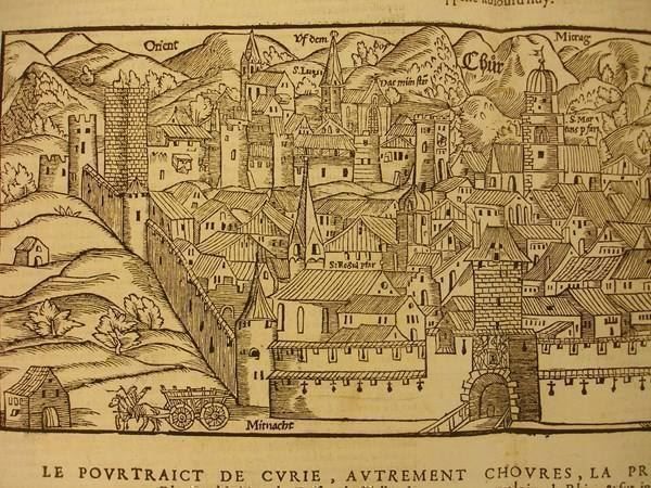 Xilografie: CHUR, HOLZSCHNITT UM 1570 – Usato da Grüningen venduto da Kartensammler 2