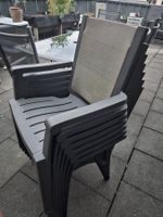 Gartenstühle Kunststoff mit Stofflehne, 7 Stück, stapelbar