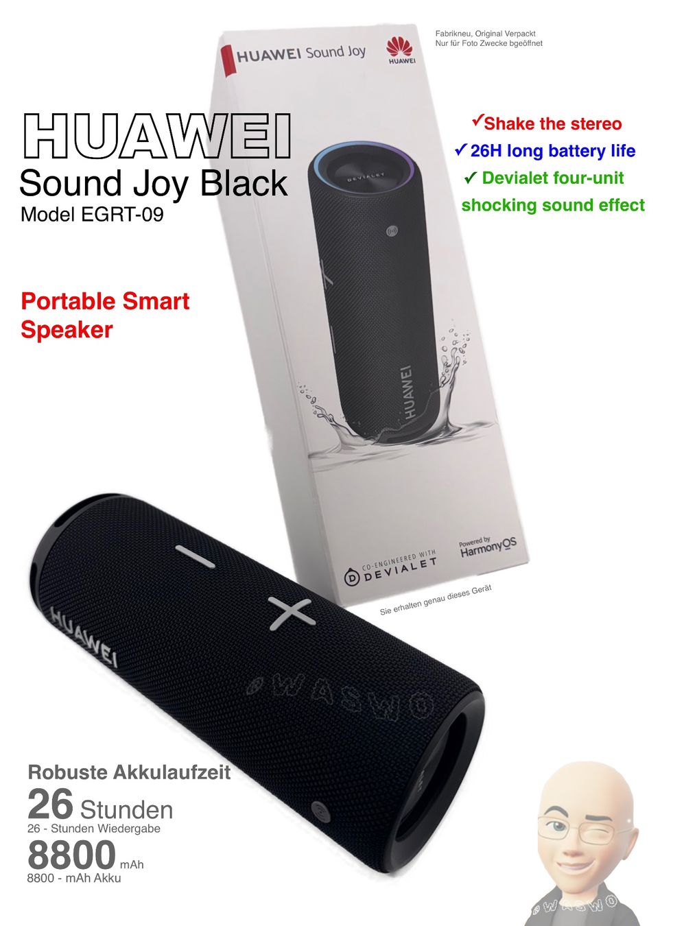 Huawei Casse acustiche: HUAWEI Sound Joy Black Model EGRT-09 – Nuovo e nell'imballaggio originale da Istighofen venduto da Waswo