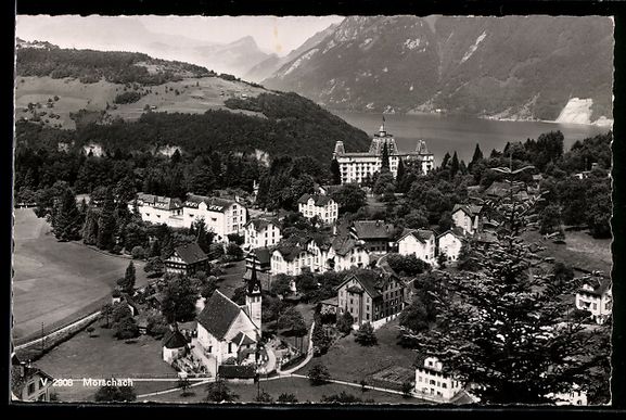 Cartoline postali: AK Morschach, Teilansicht mit Hotel – Usato da Berlin venduto da bartko-reher