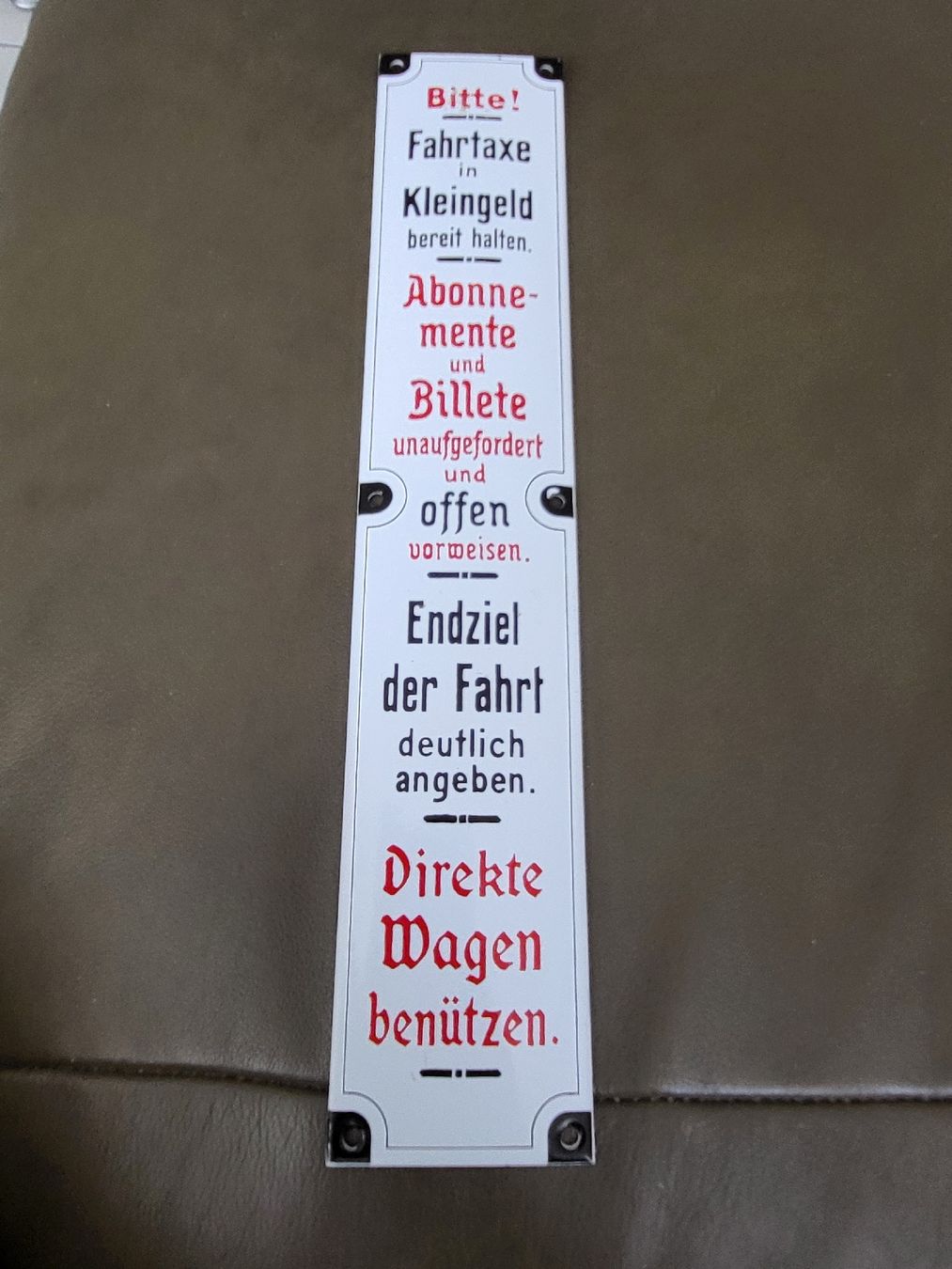 BVB Insegne: altes BVB Basel Emailschild Fahrtaxe Billete Bahn – Usato da nunningen venduto da mic_88k2 3
