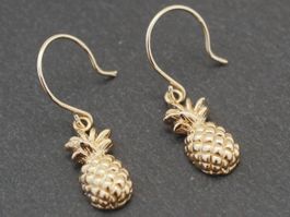 Ohrhänger vergoldet, handmade Ohrringe mit Ananas neu
