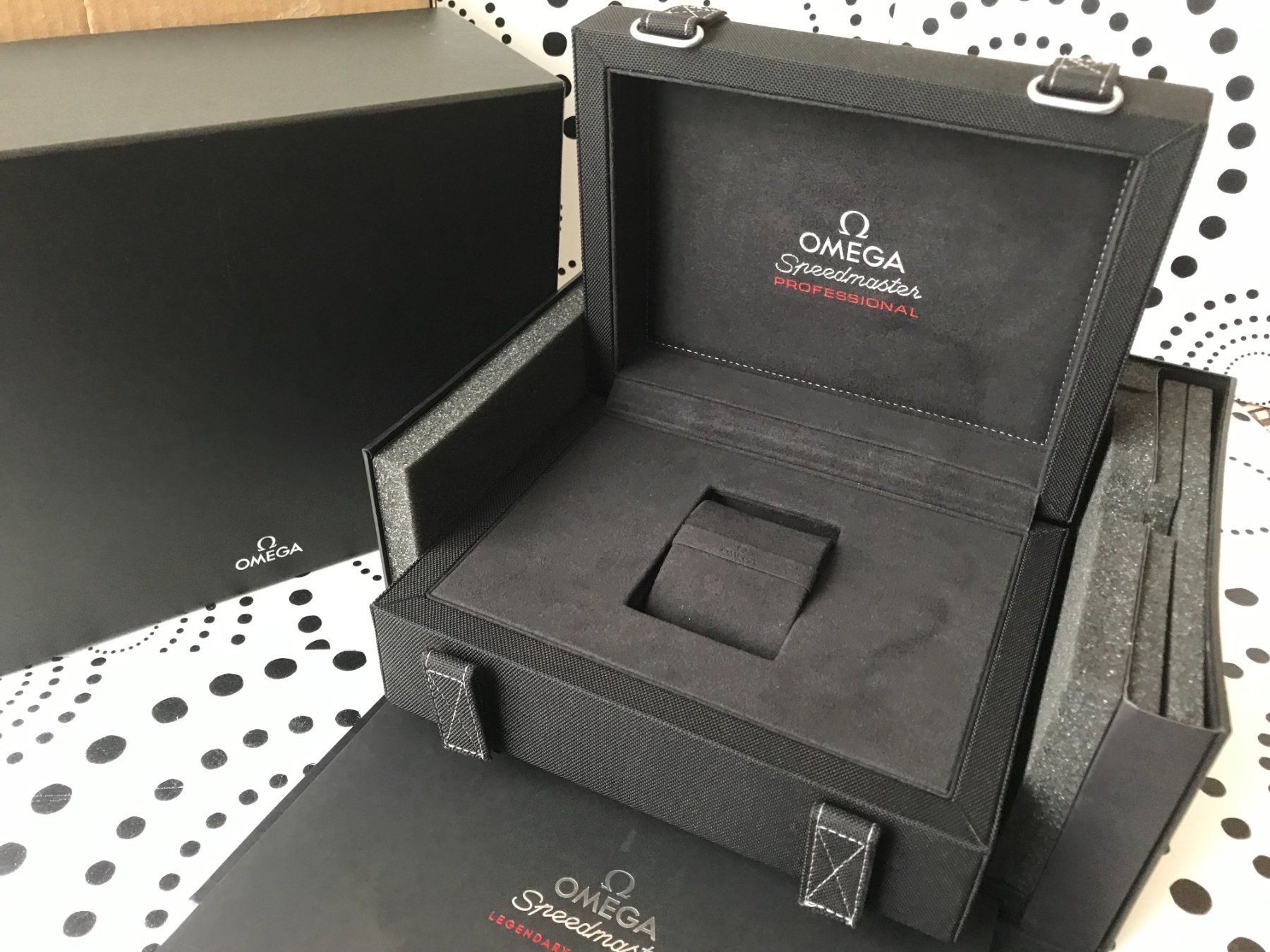 Omega Scatole porta orologi: OMEGA ORIGINAL SPEEDMASTER WATCH CASE BOX ECRIN SCHACHTEL ! – Usato da Epalinges venduto da watchforyou 1