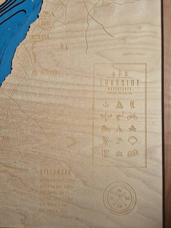 Posters & Illustrations: Swiss Wood Map Bielersee – D'occasion à Rapperswil BE par Cooper1275 2