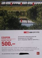 SBB Gutschein CHF 500 für 1. Klasse GA